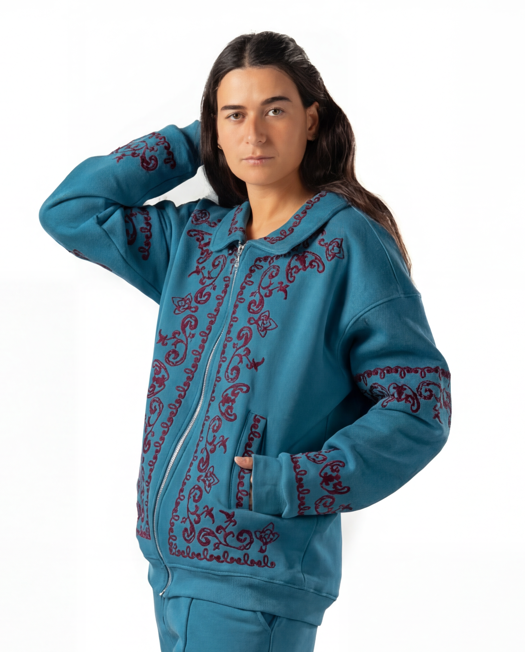 Teal Embroidered Jacket