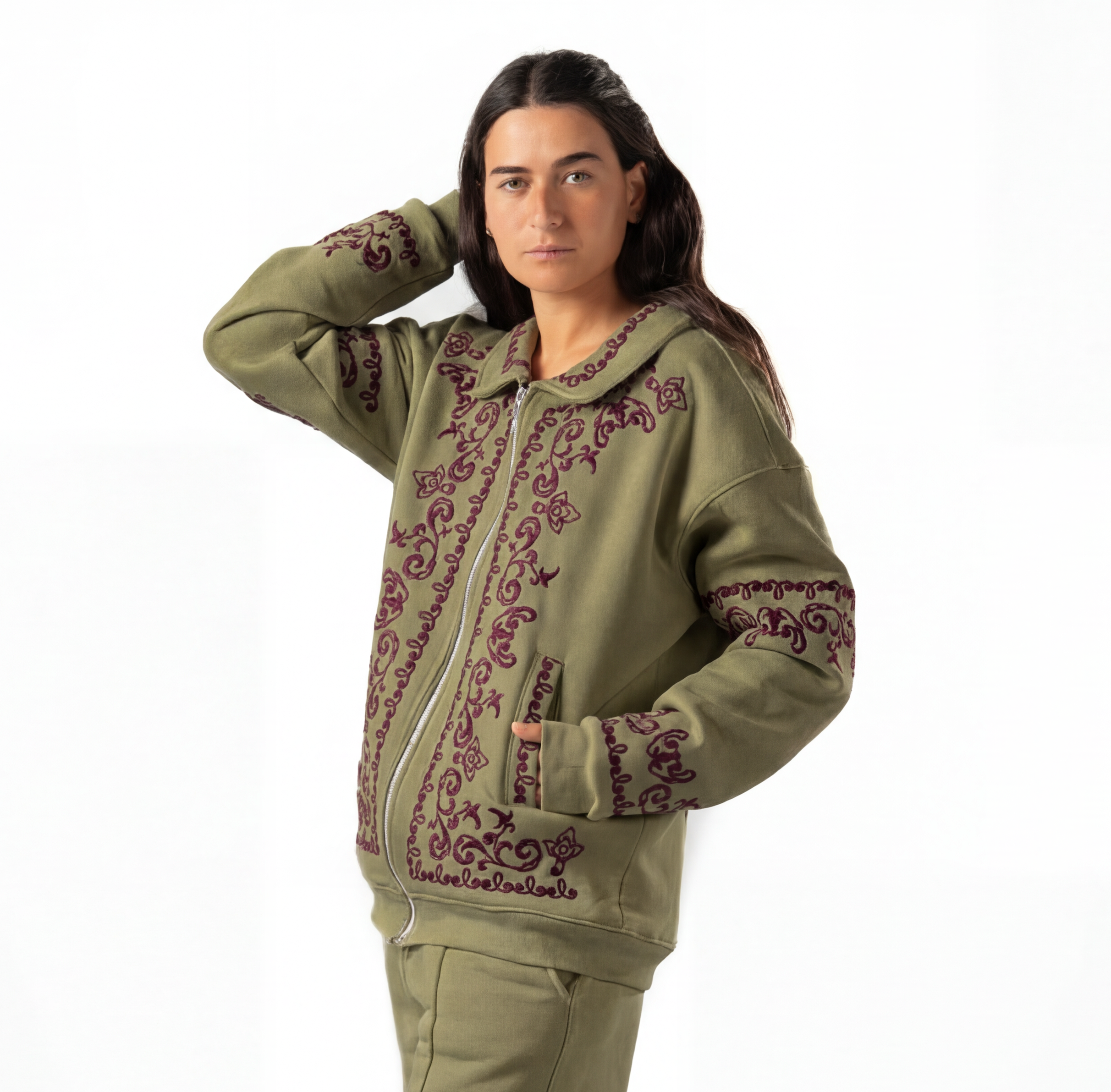 Olive Embroidered Jacket