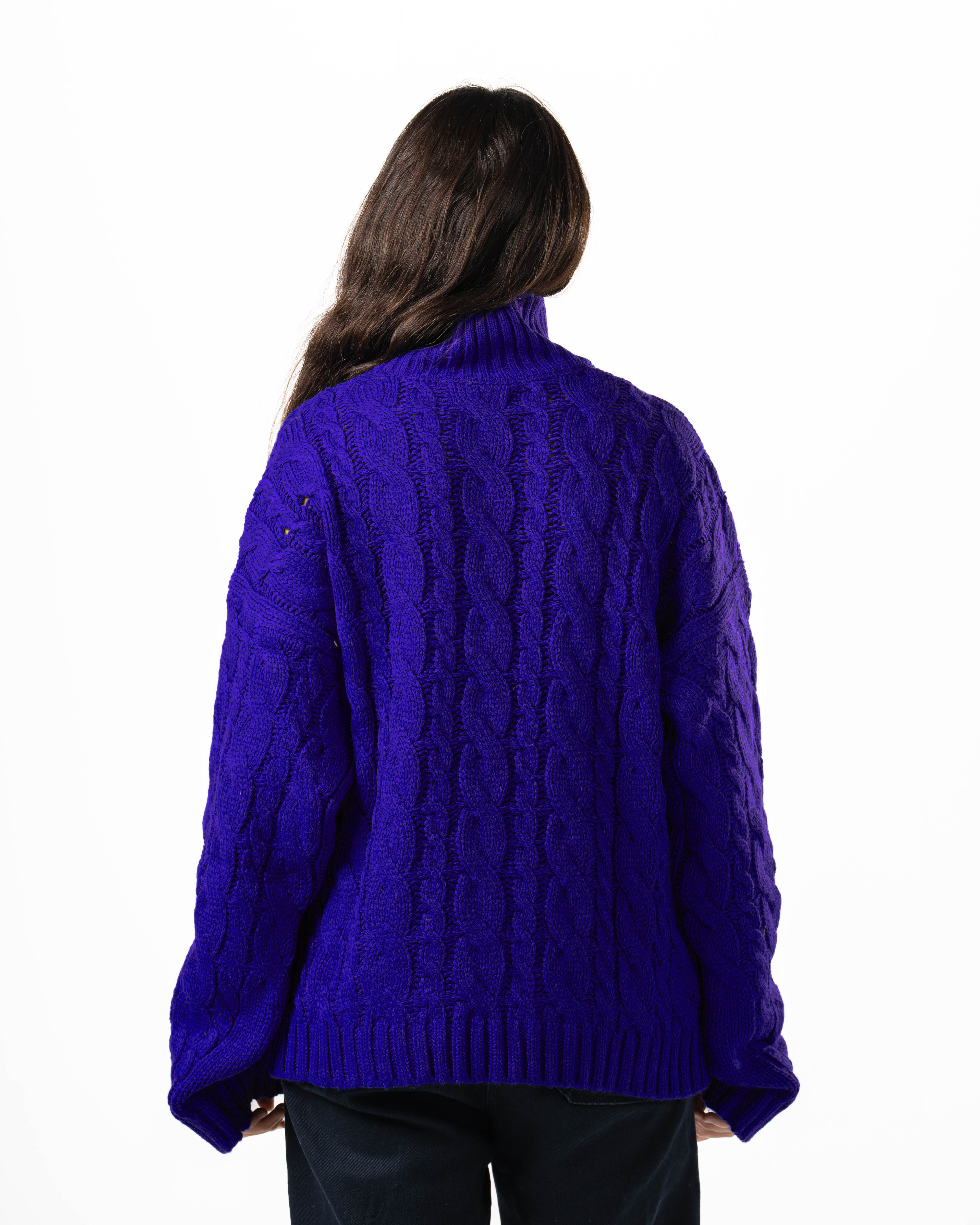 Indigo Quarter-Zip Knit Sweater