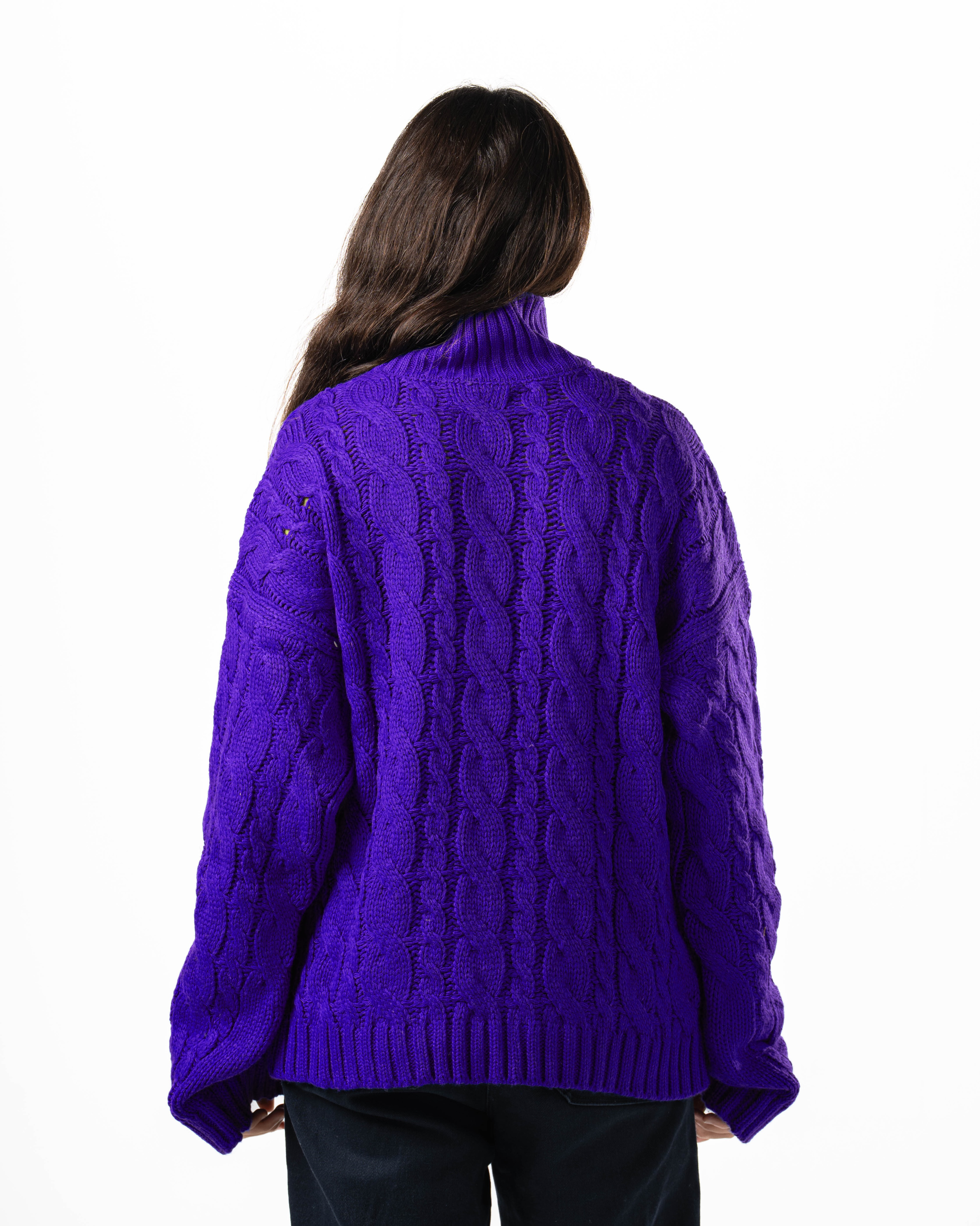 Indigo Quarter-Zip Knit Sweater