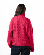 Hot Pink Quarter-Zip Knit Sweater