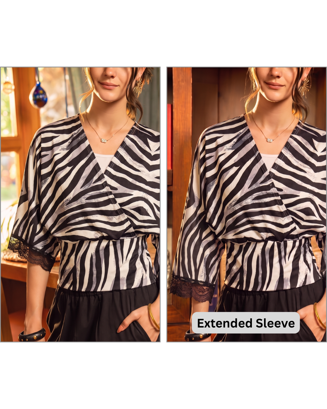 Wild Print Wrap Blouse