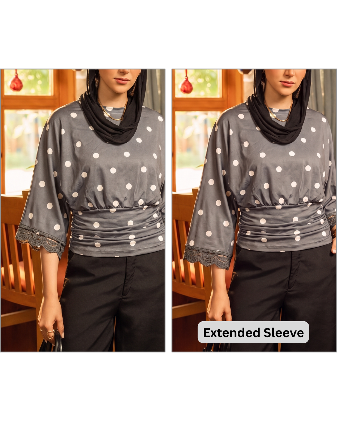Polka Dot Round Neck Blouse