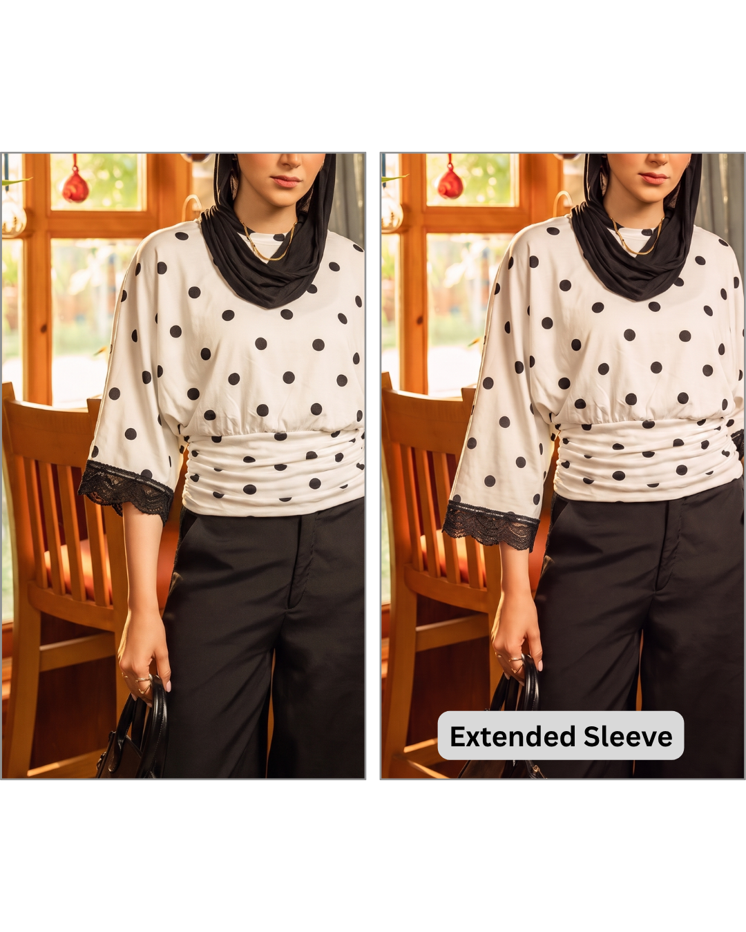 Polka Dot Round Neck Blouse