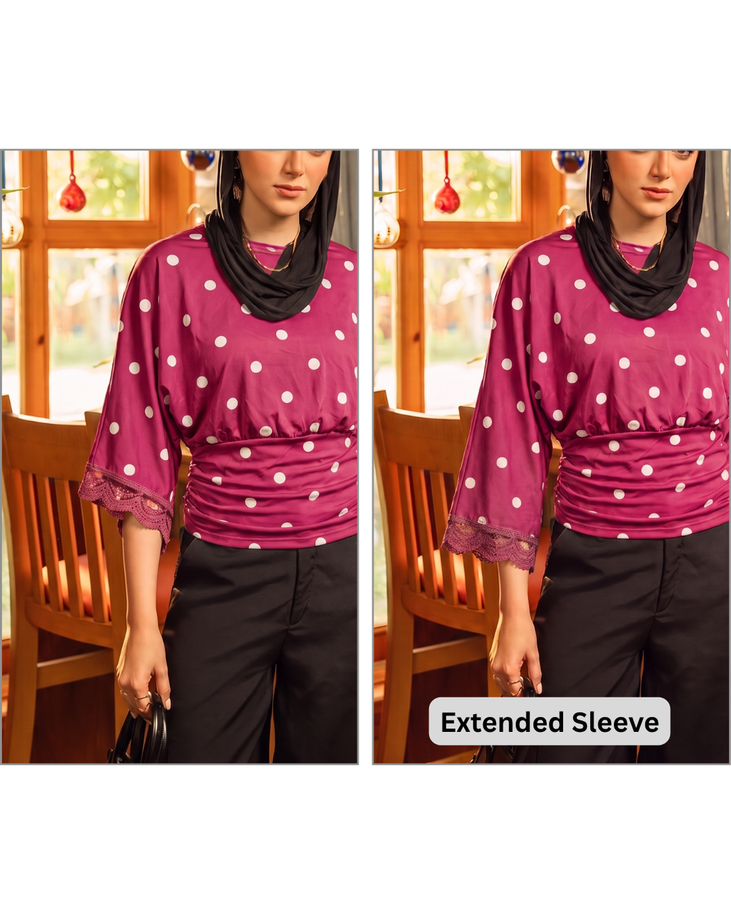 Polka Dot Round Neck Blouse