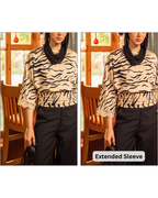 Wild Print Round Neck Blouse