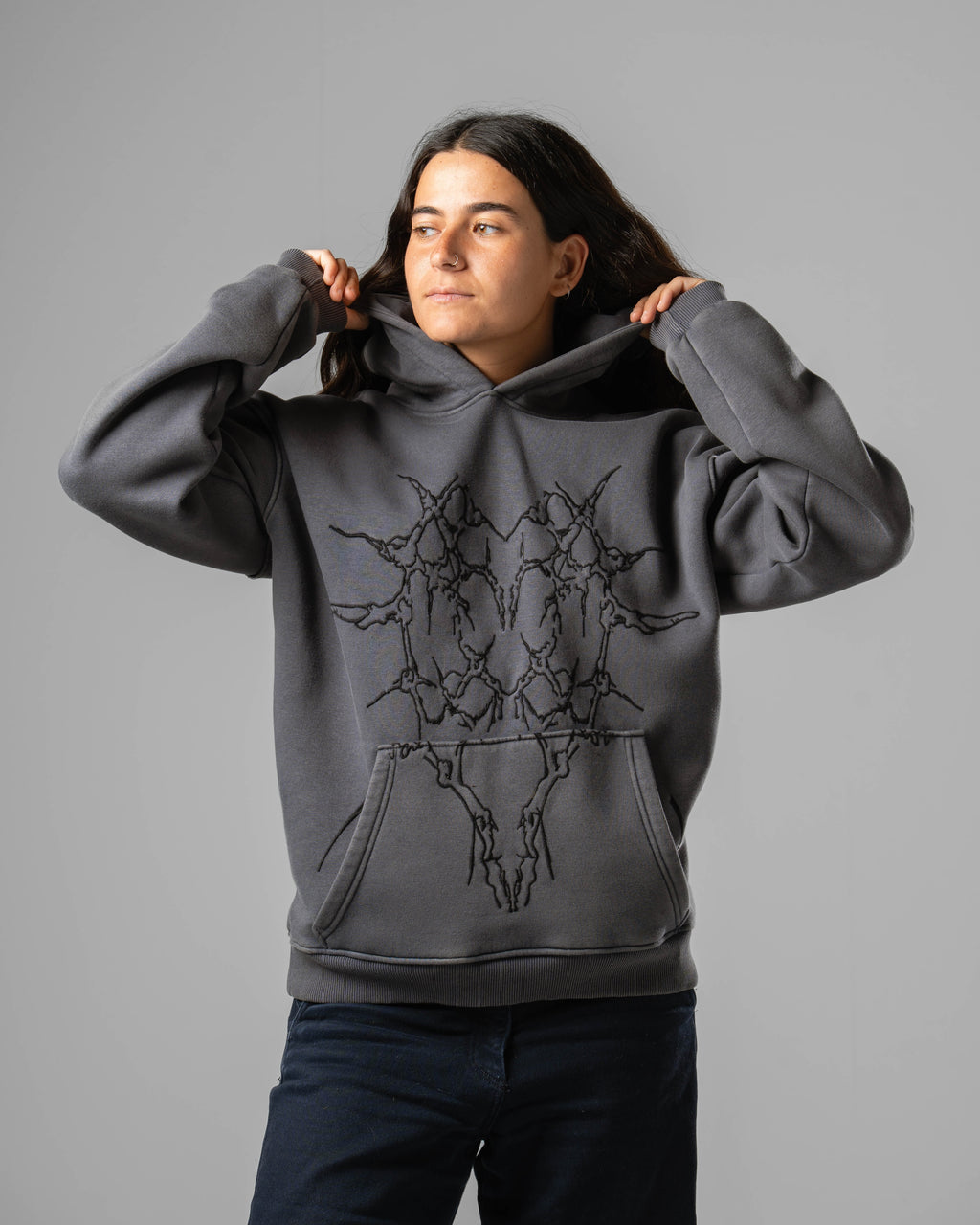Unisex Dark Grey Pullover Hoodie