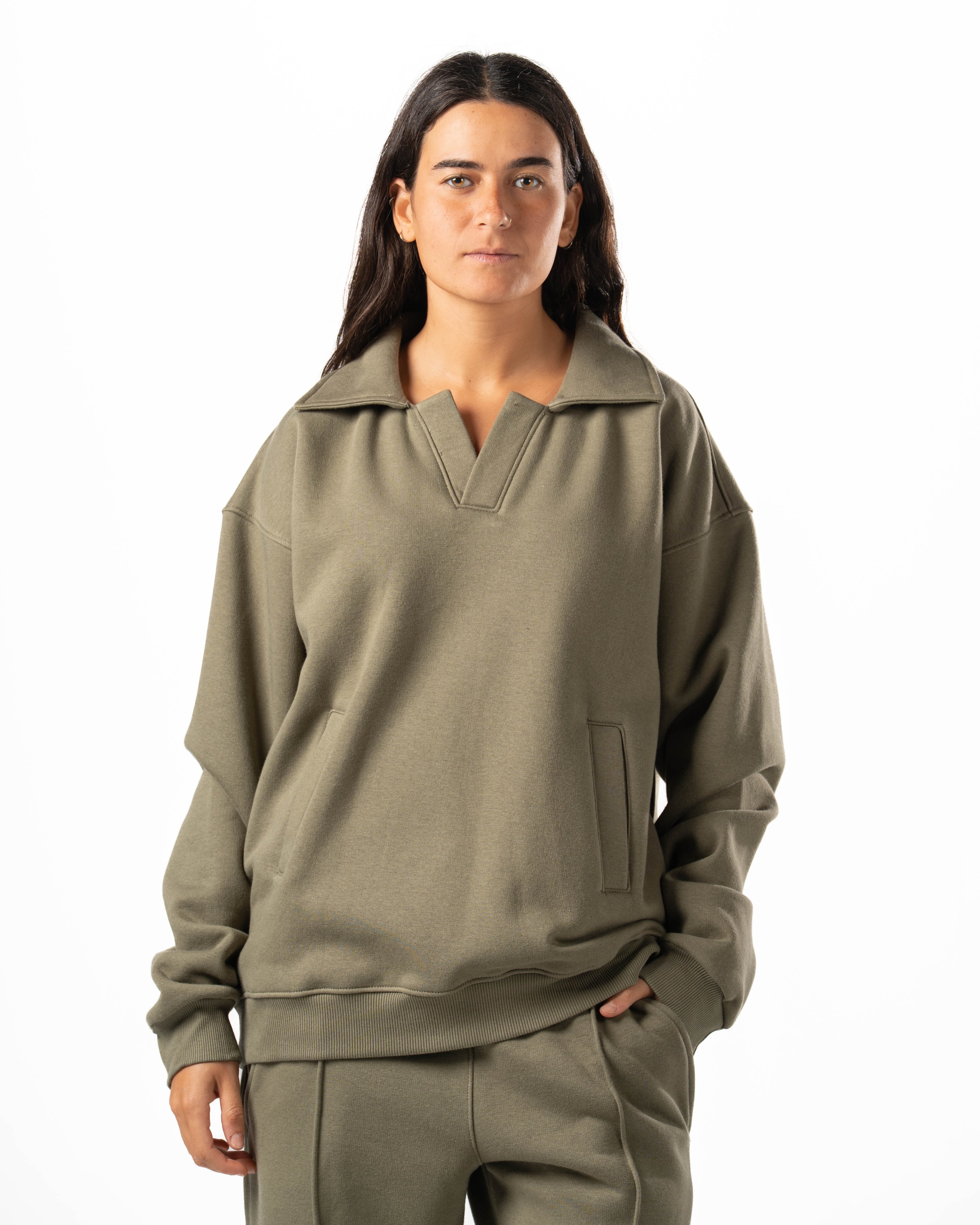 Unisex Olive Polo Sweater