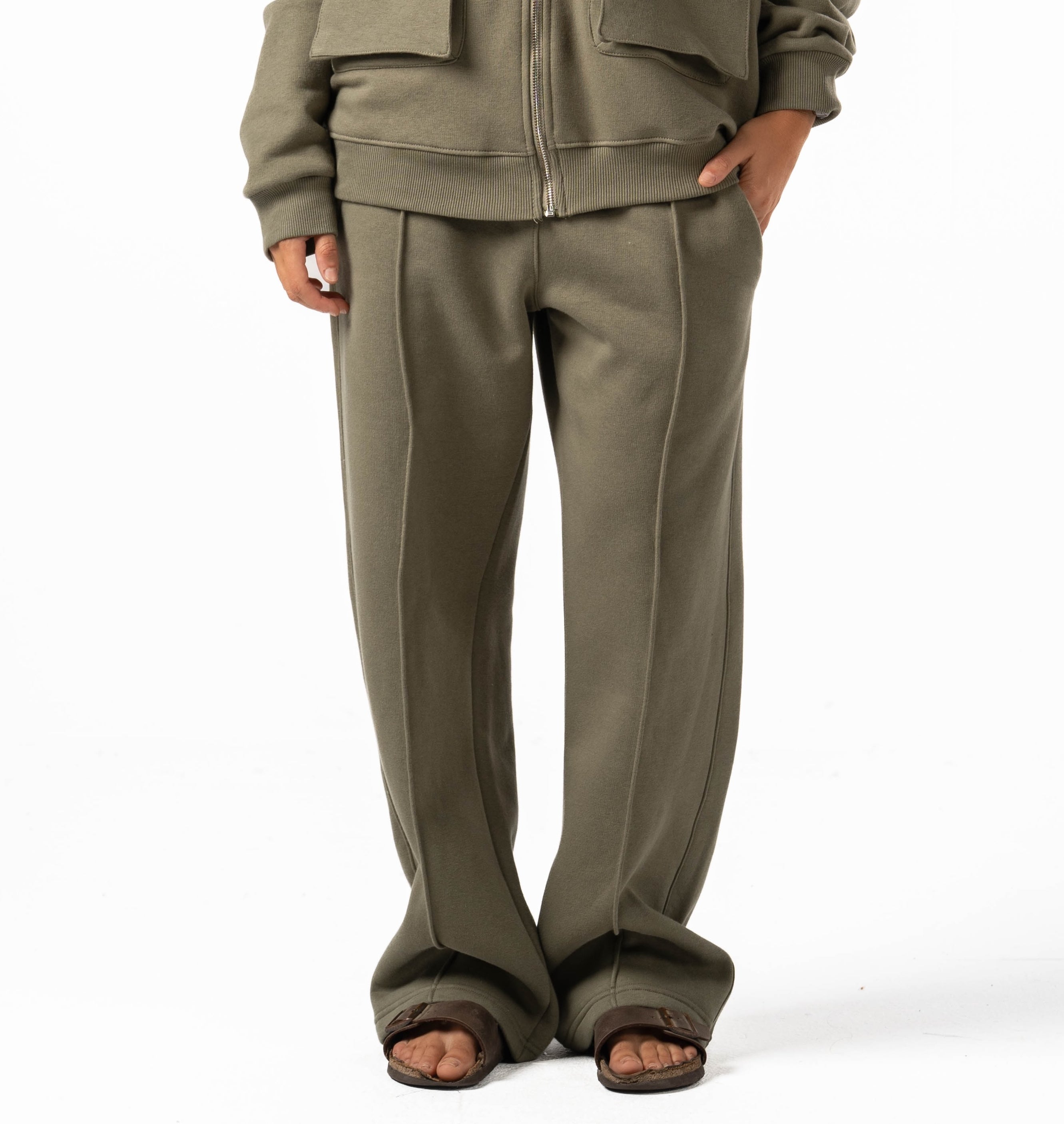 Unisex Olive Wide Leg Sweatpants