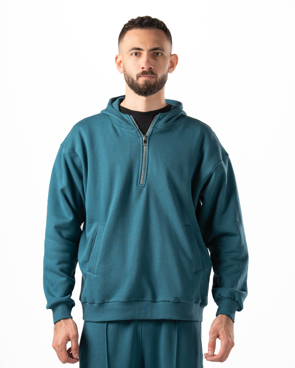 Unisex Teal Quarter-Zip Hoodie