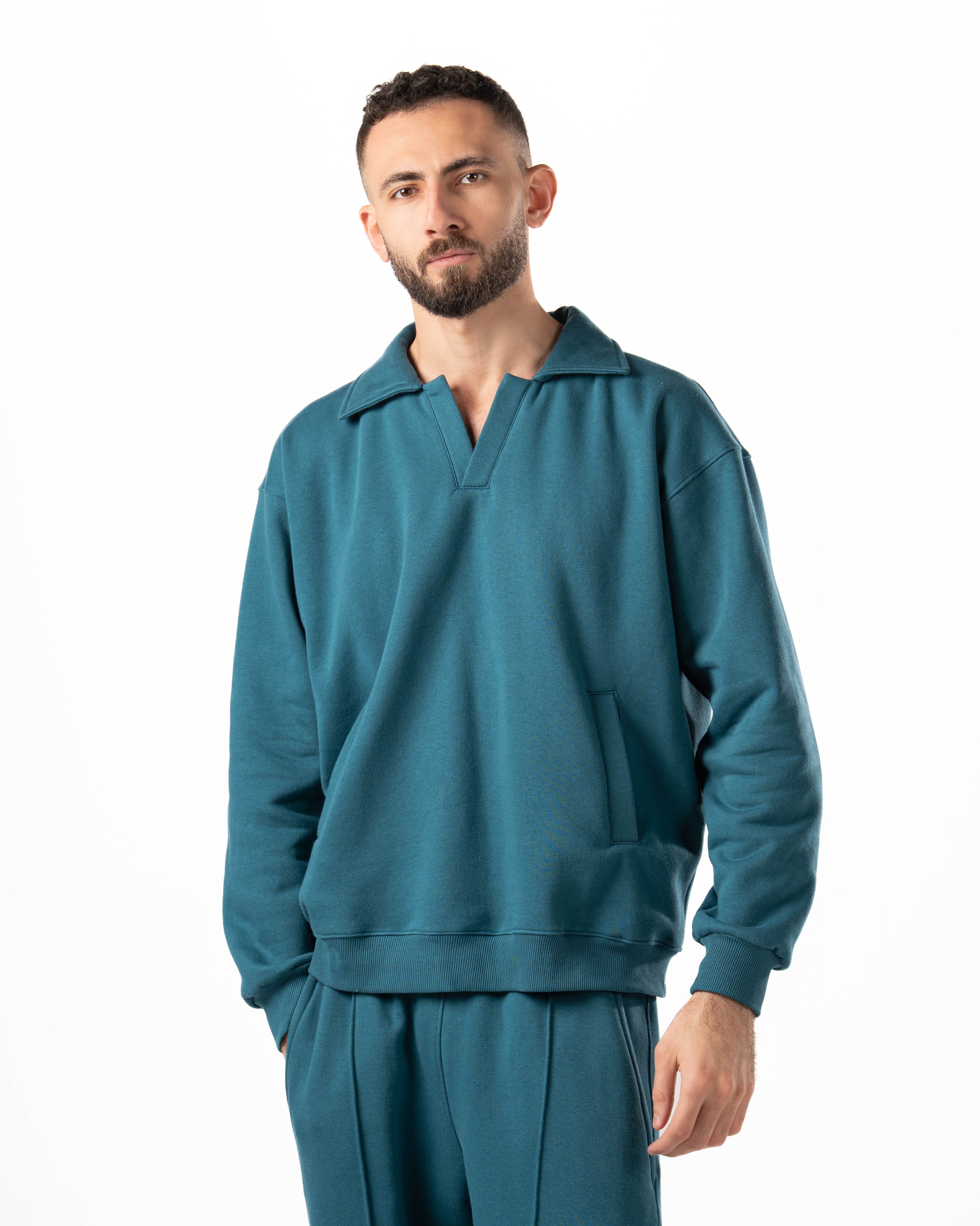 Unisex Teal Polo Sweater