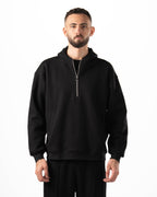 Unisex Black Quarter-Zip Hoodie