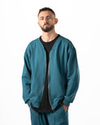 Unisex Teal Zip-Up Sweater
