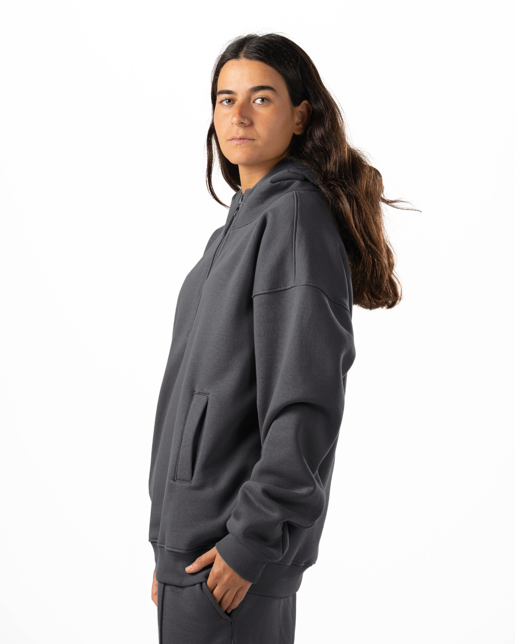 Unisex Dark Grey Quarter-Zip Hoodie