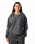 Unisex Dark Grey Polo Sweater