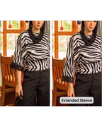 Wild Print Round Neck Blouse