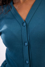 Rib button top long sleeve