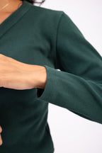 Rib button top long sleeve