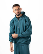 Unisex Teal Quarter-Zip Hoodie