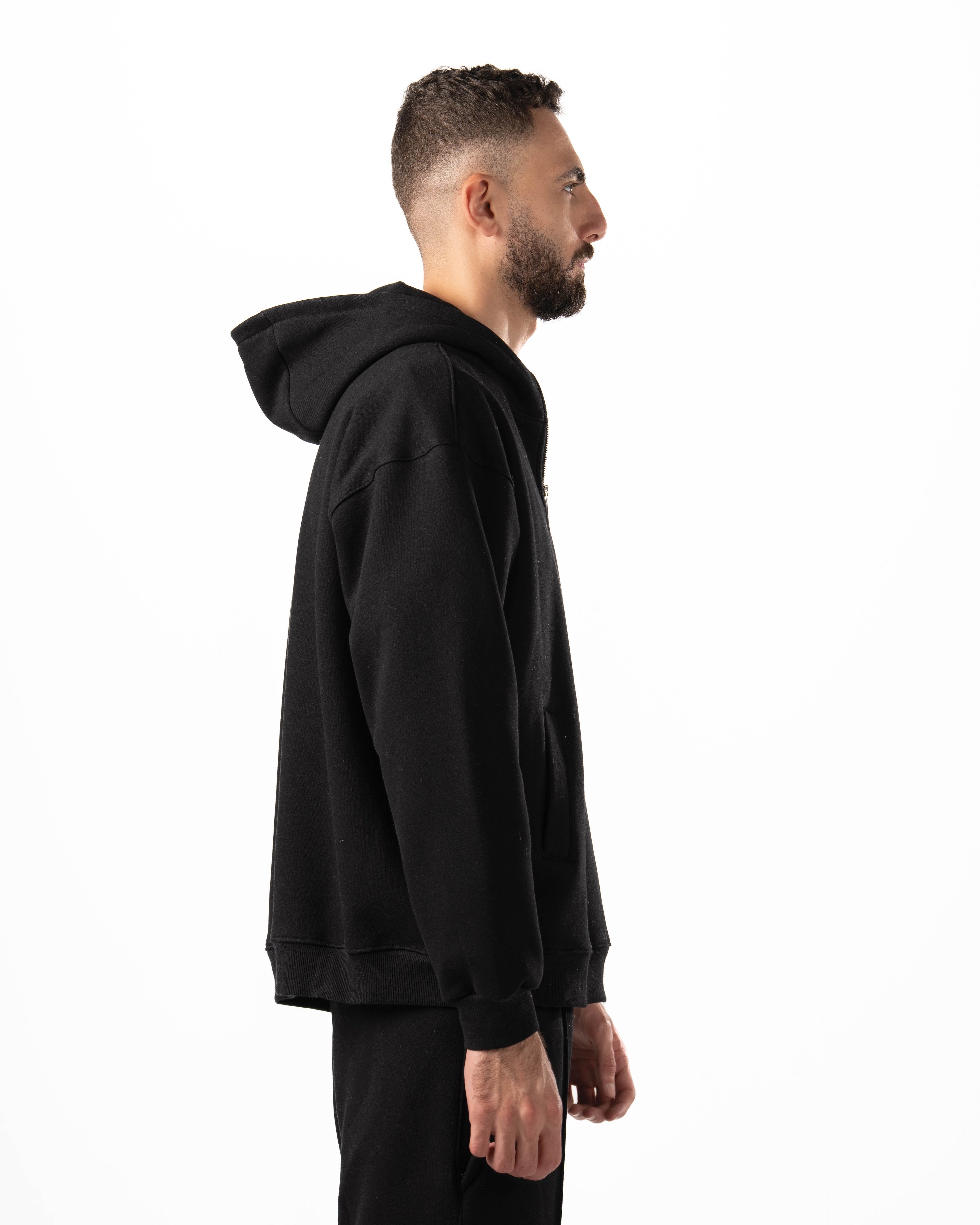 Unisex Black Quarter-Zip Hoodie