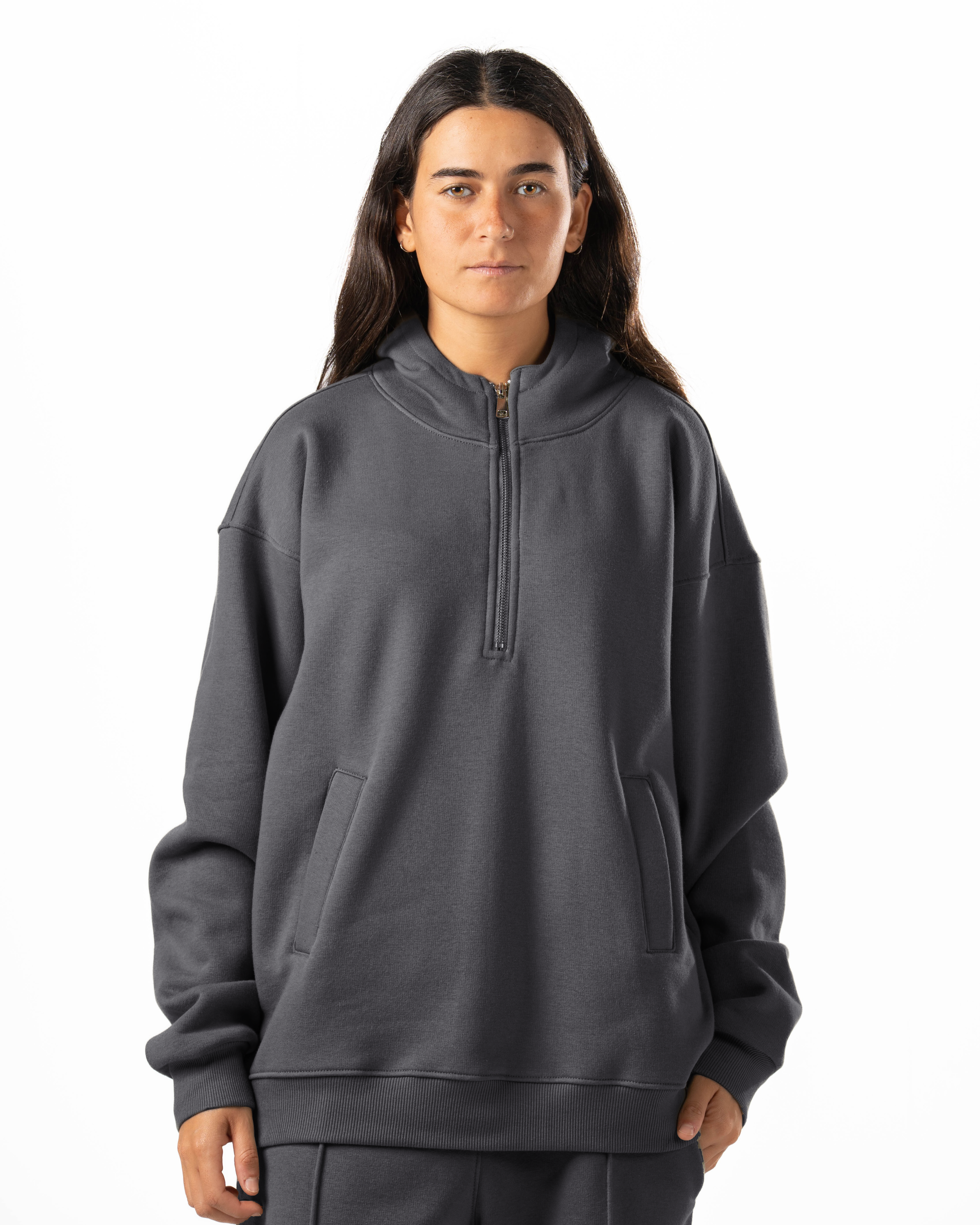 Unisex Dark Grey Quarter-Zip Hoodie
