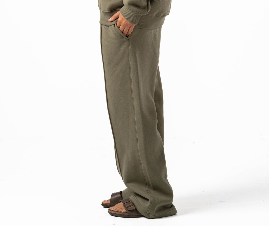 Unisex Olive Wide Leg Sweatpants