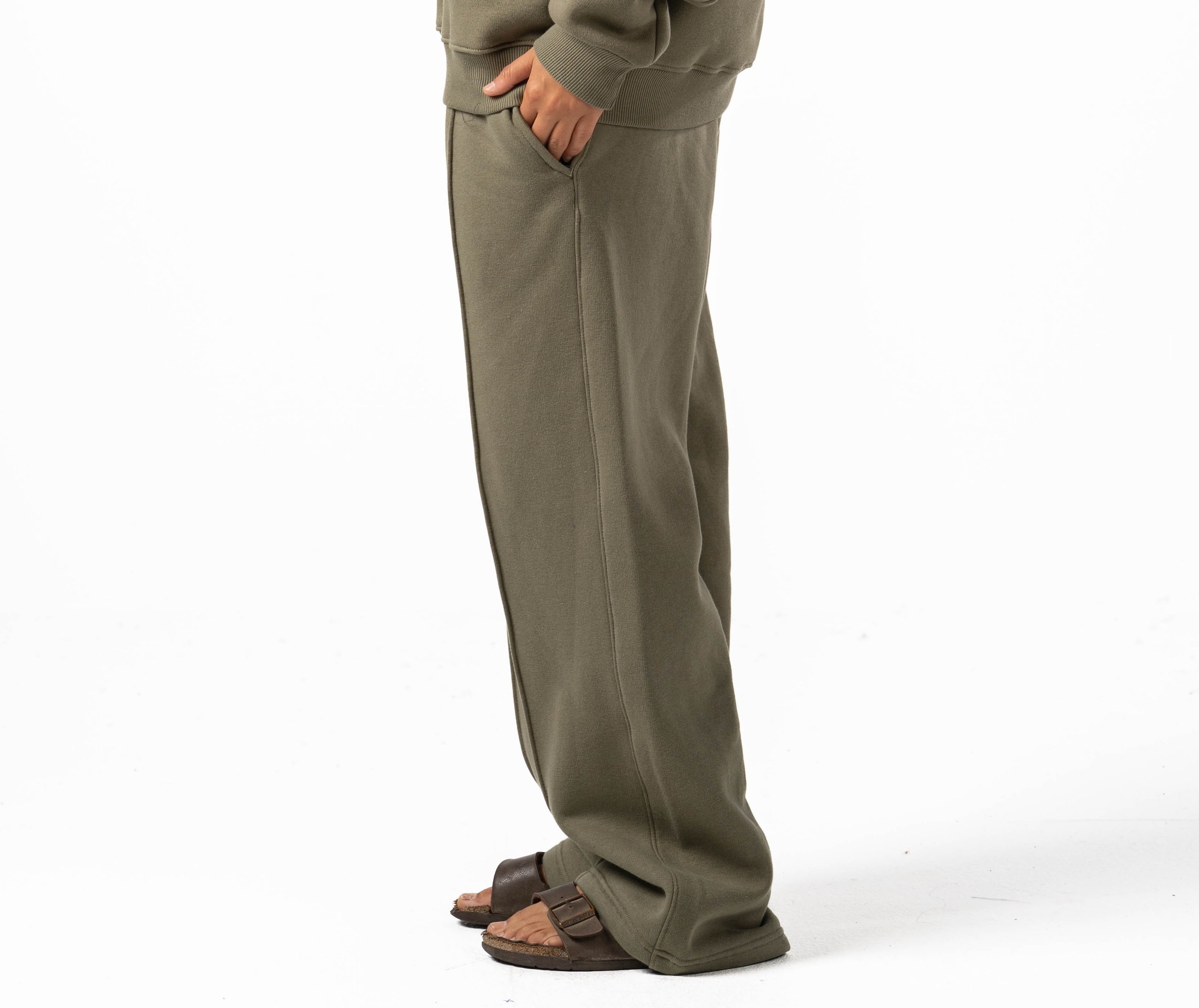 Unisex Olive Wide Leg Sweatpants