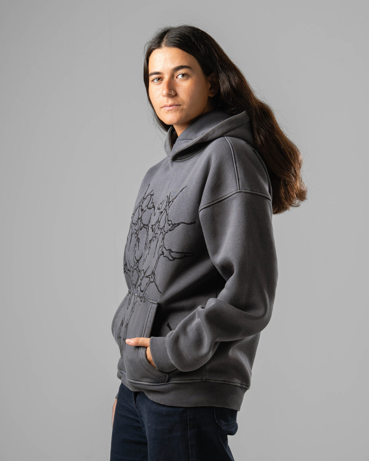 Unisex Dark Grey Pullover Hoodie