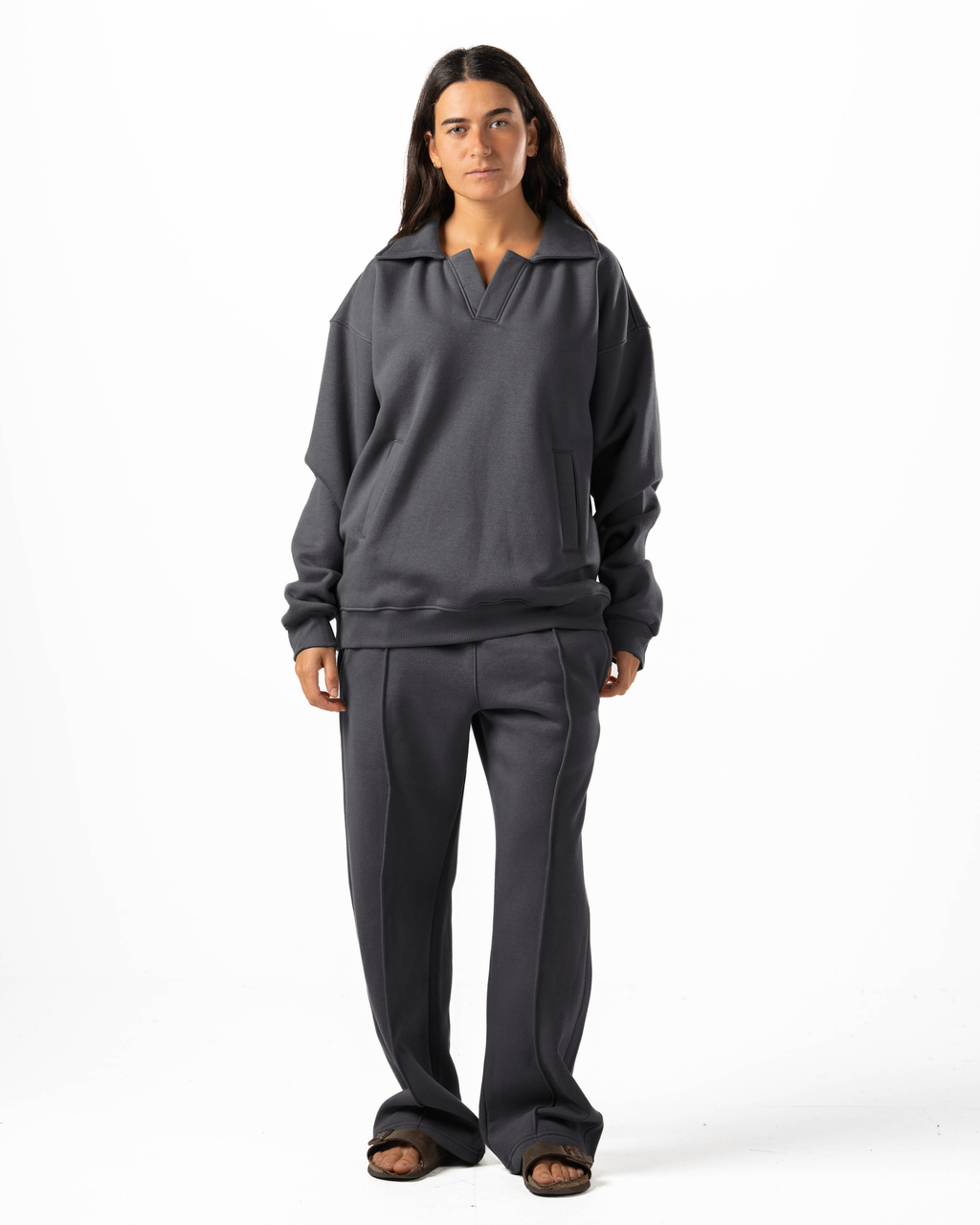 Unisex Dark Grey Polo Sweater Set