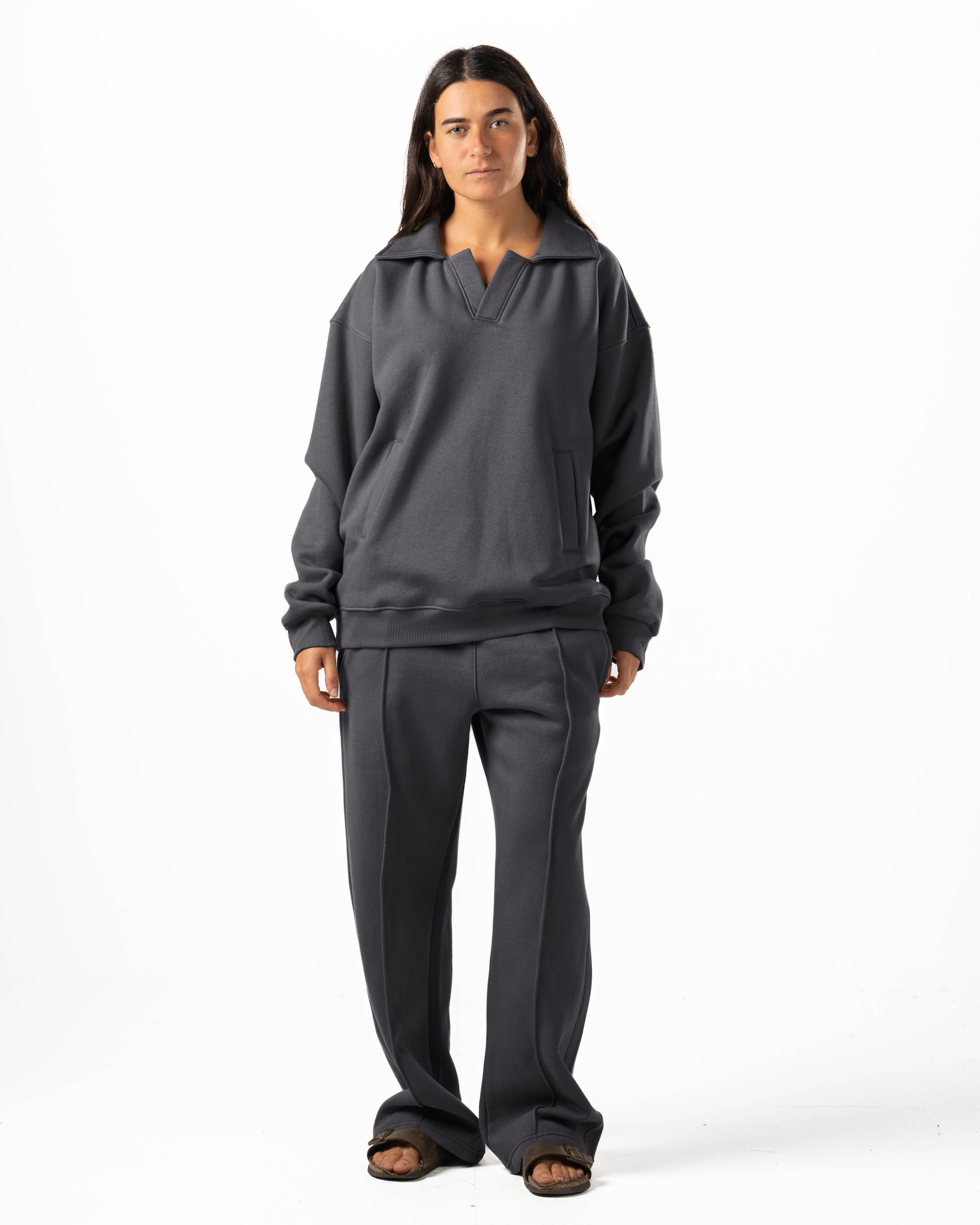 Unisex Dark Grey Polo Sweater Set