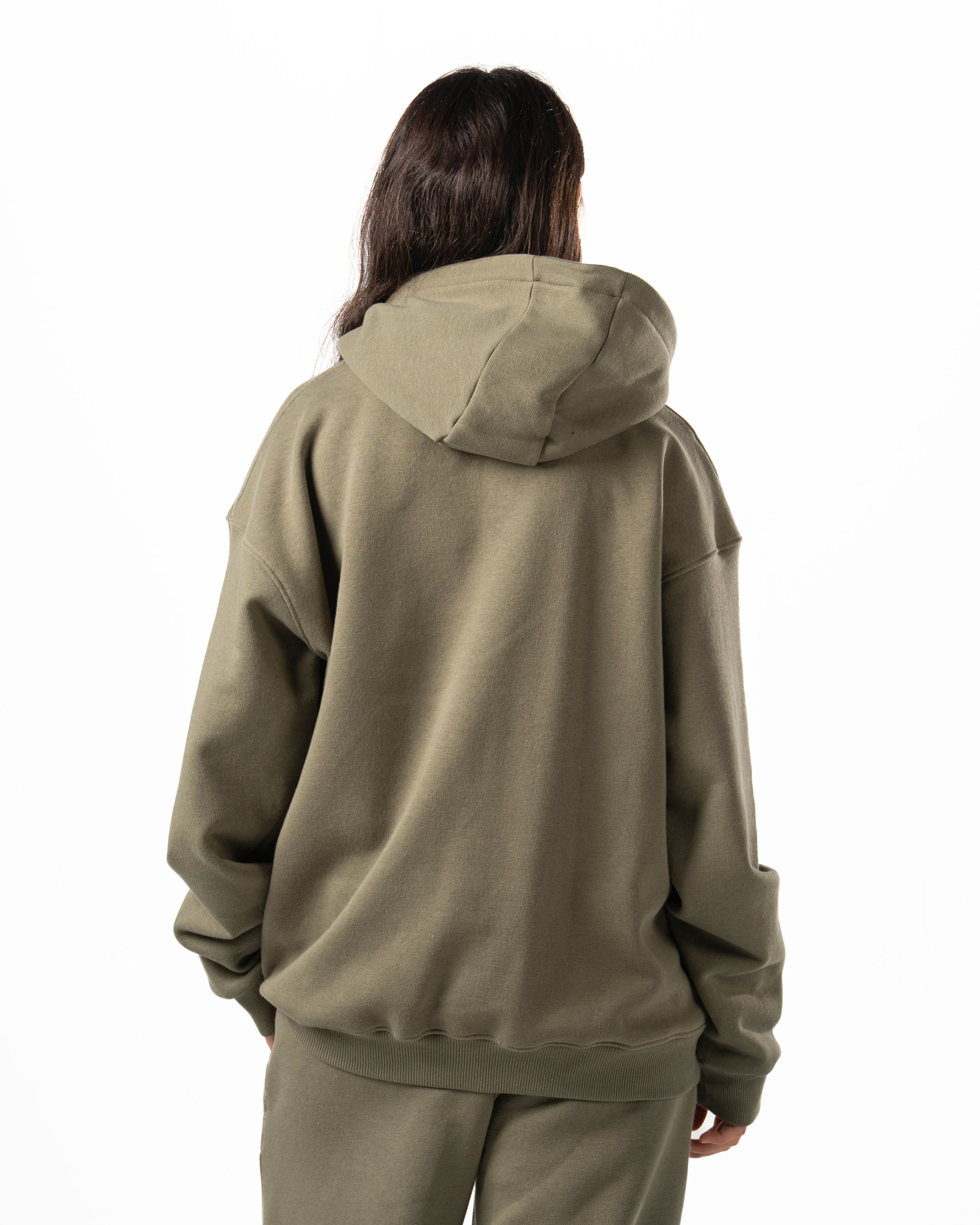 Unisex Olive Zip-Up Hoodie