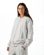 Unisex Silver Zip-Up Sweater