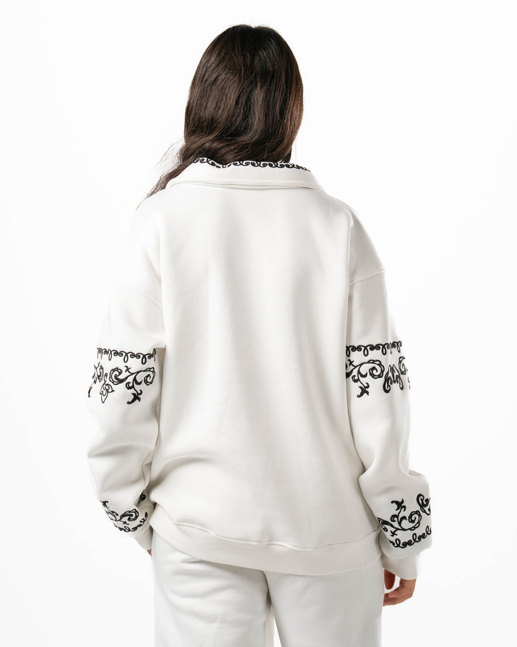 Unisex White Embroidered Jacket