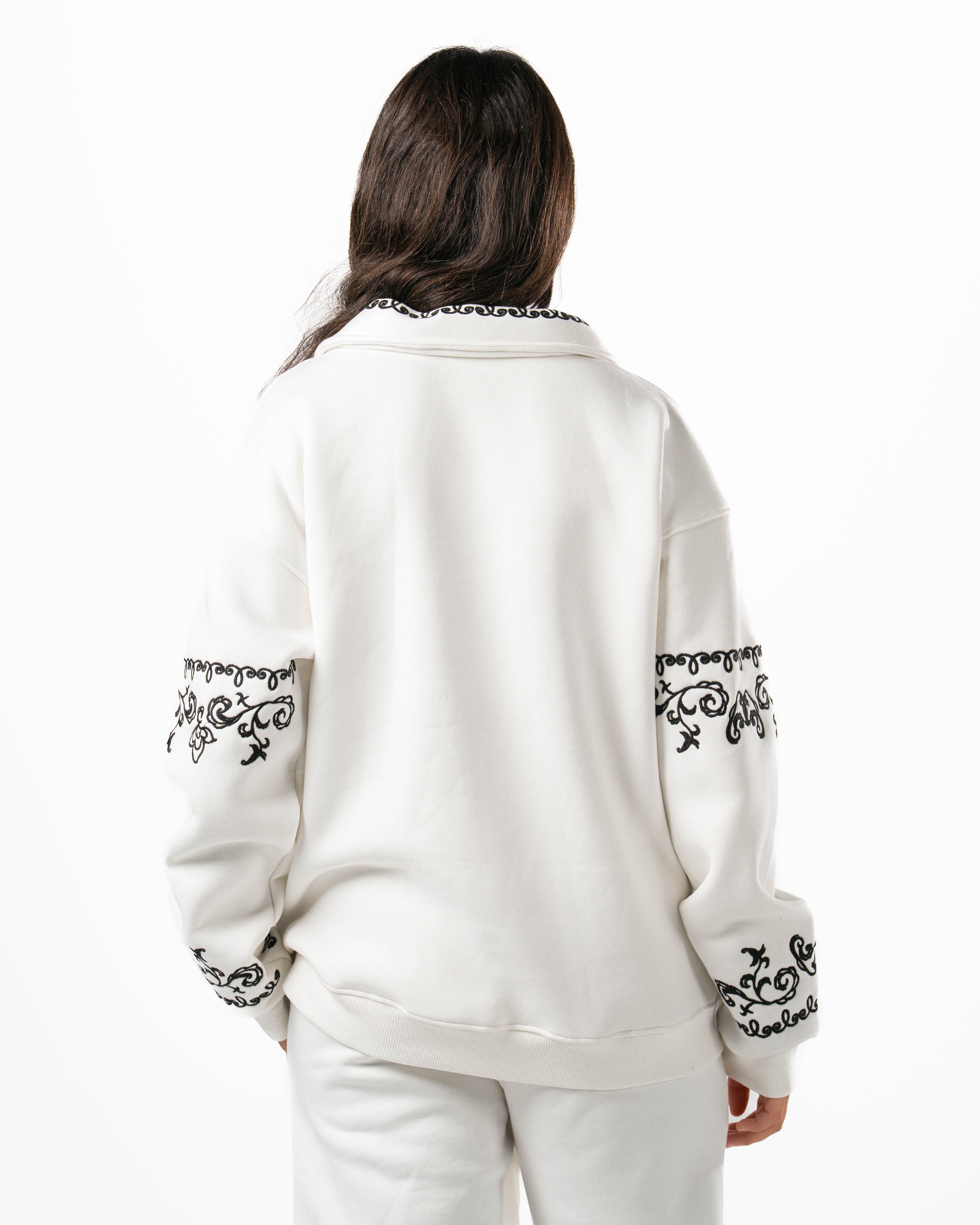 Unisex White Embroidered Jacket