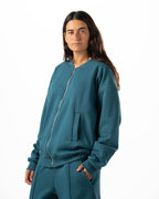 Unisex Teal Zip-Up Sweater