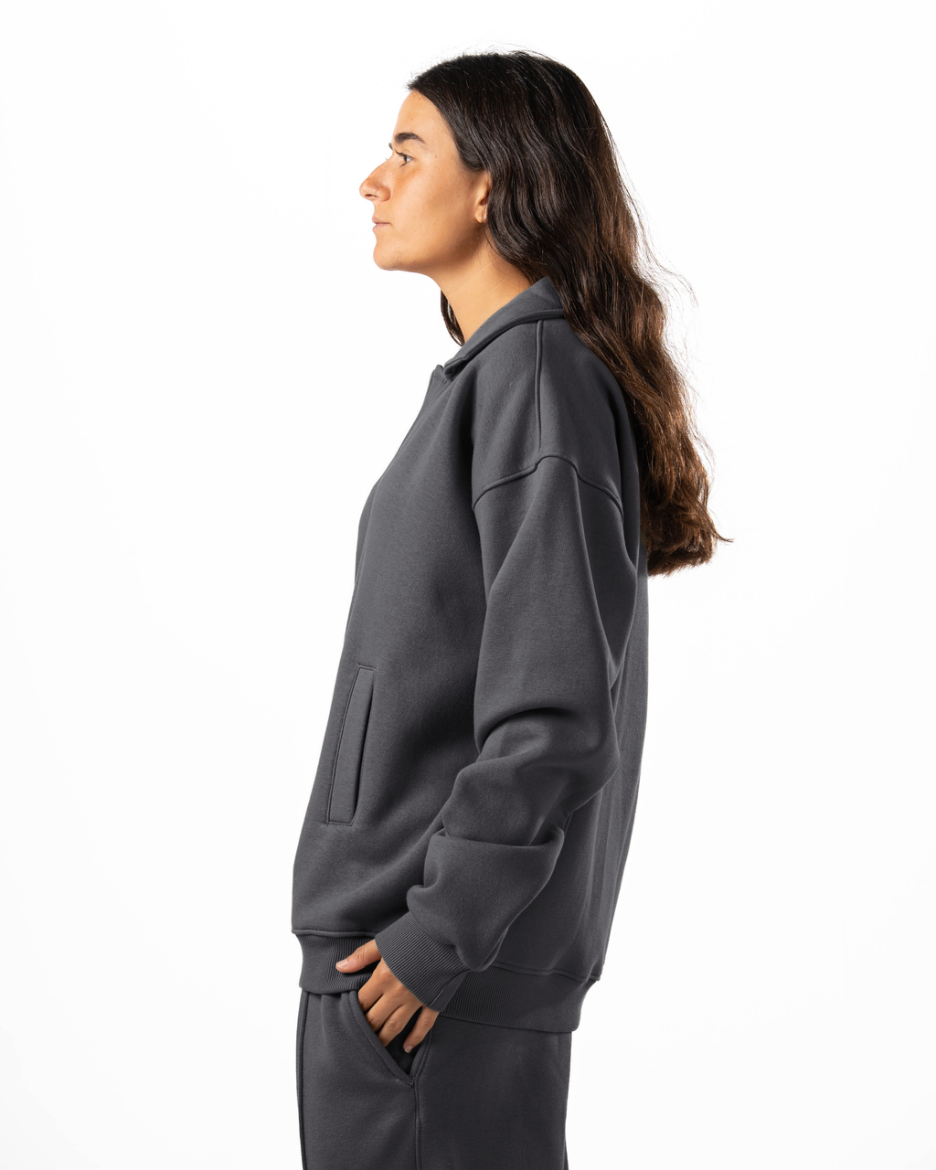 Unisex Dark Grey Polo Sweater