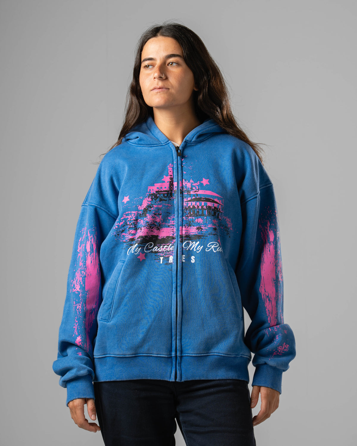 Unisex Washed Castle Zip Hoodie