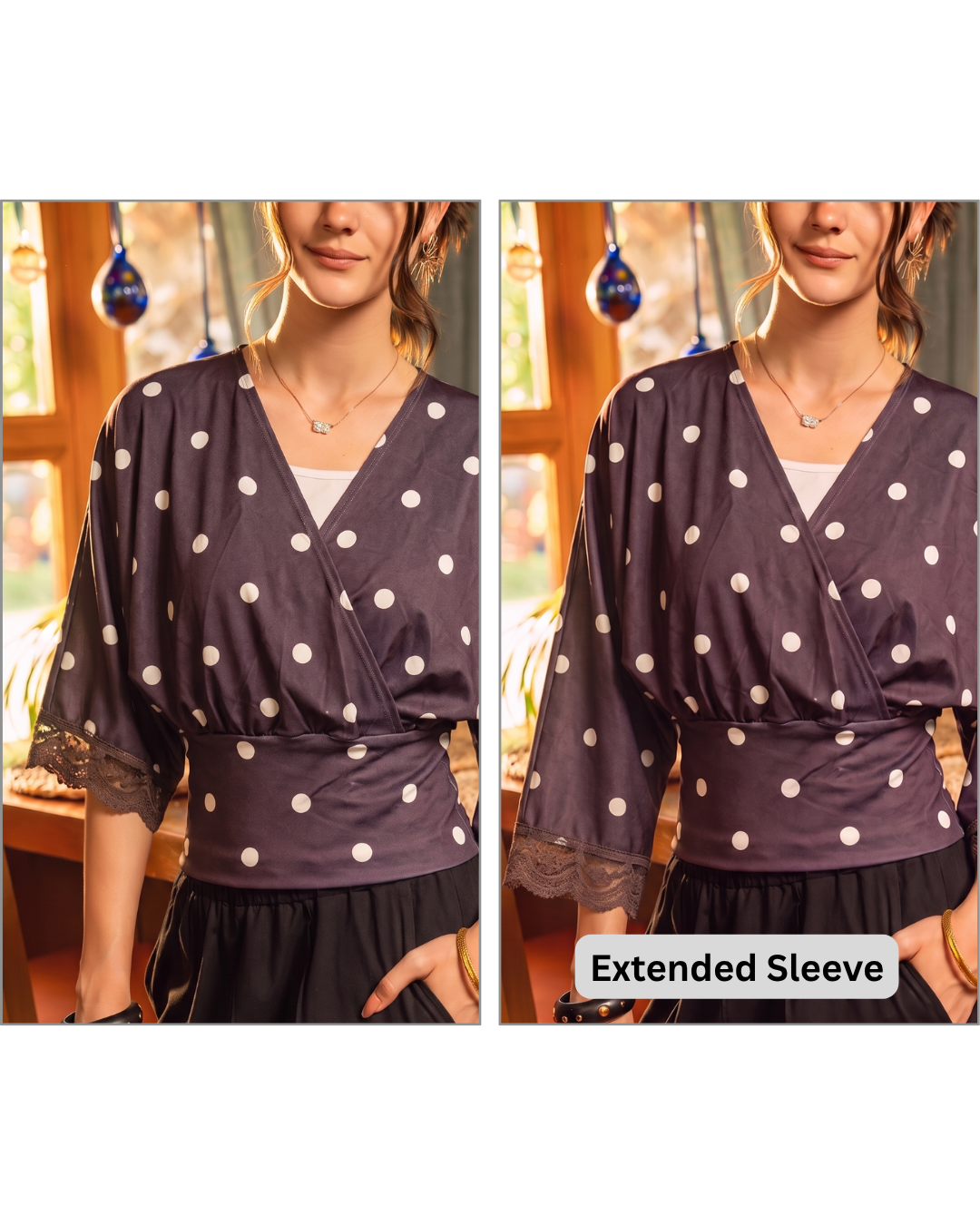 Polka Dot Wrap Blouse