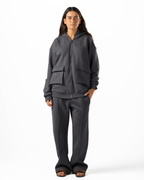 Unisex Dark Grey Zip-Up Hoodie Set