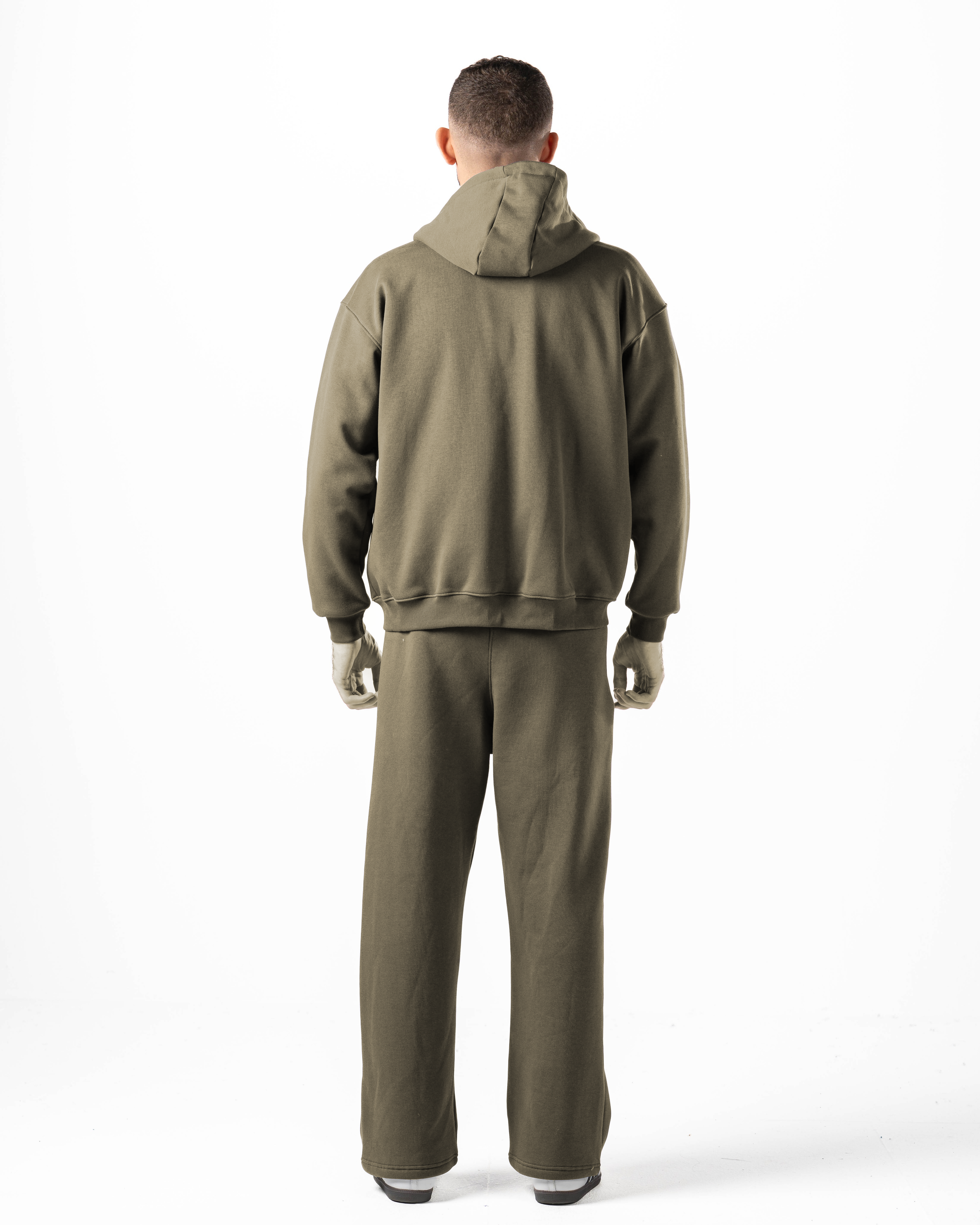 Unisex Olive Zip-Up Hoodie Set