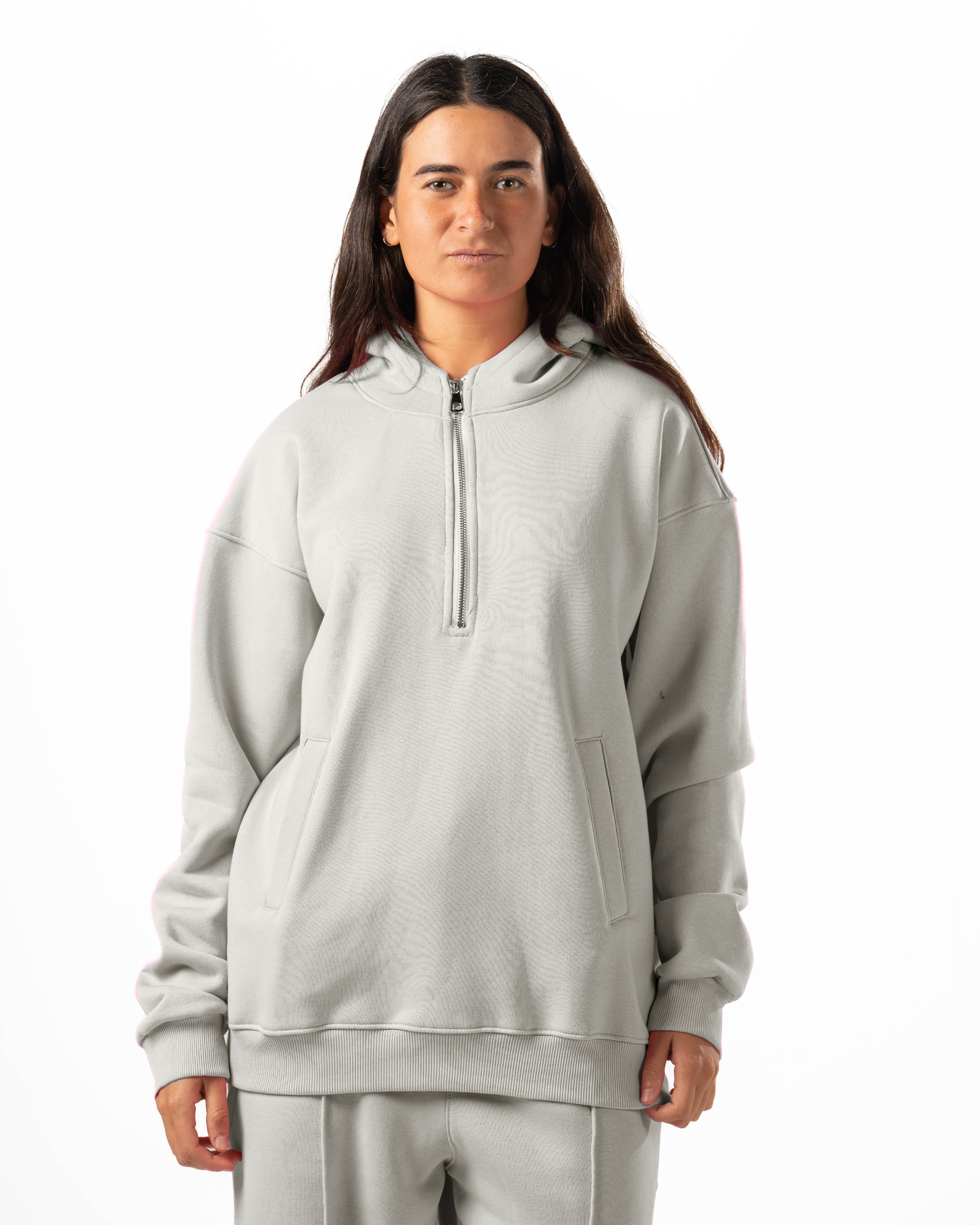 Unisex Silver Quarter-Zip Hoodie