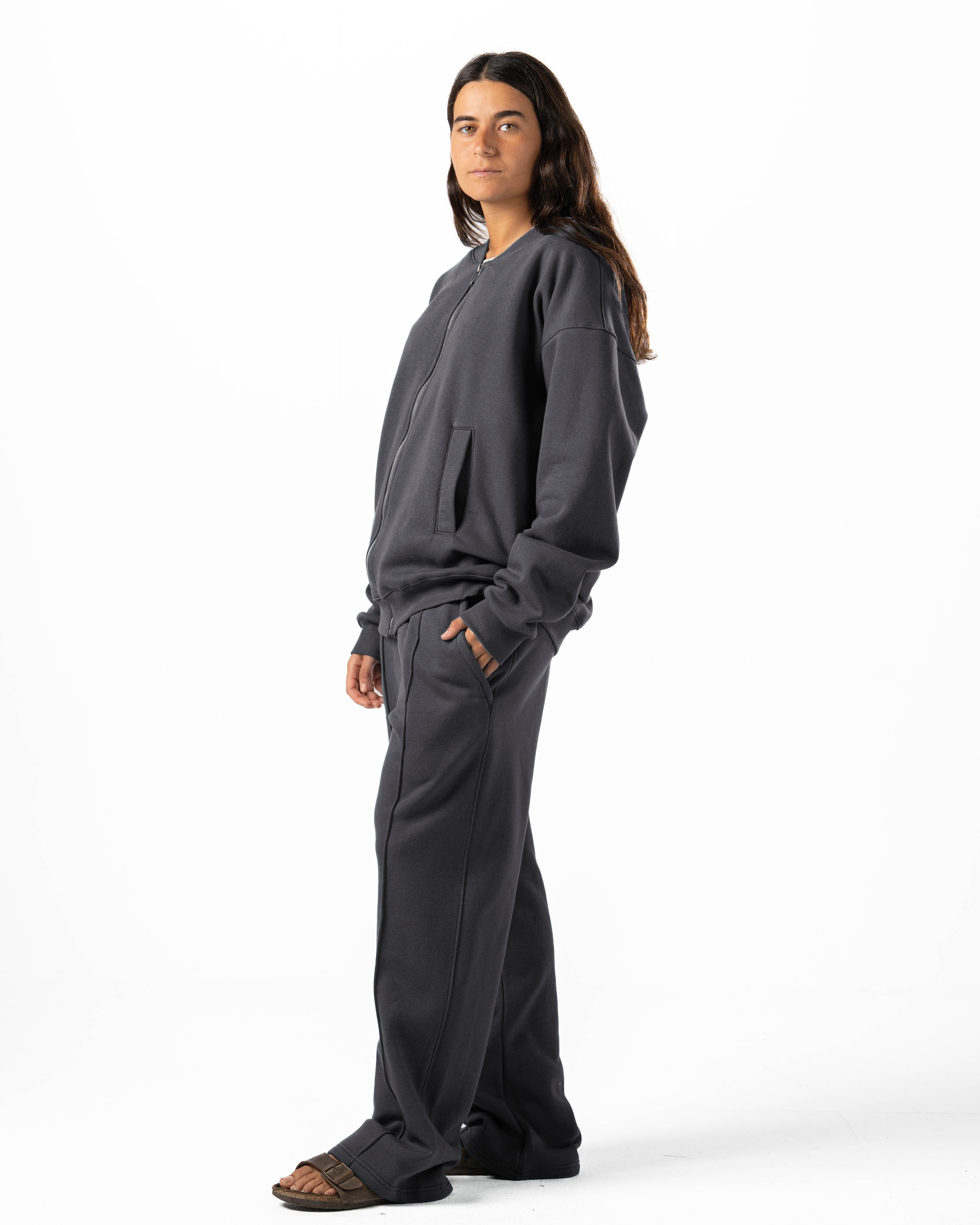 Unisex Dark Grey Wide Leg Sweatpants