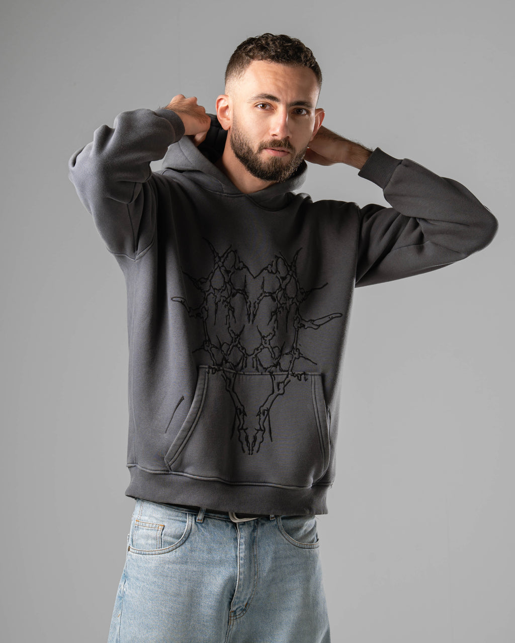Unisex Dark Grey Pullover Hoodie