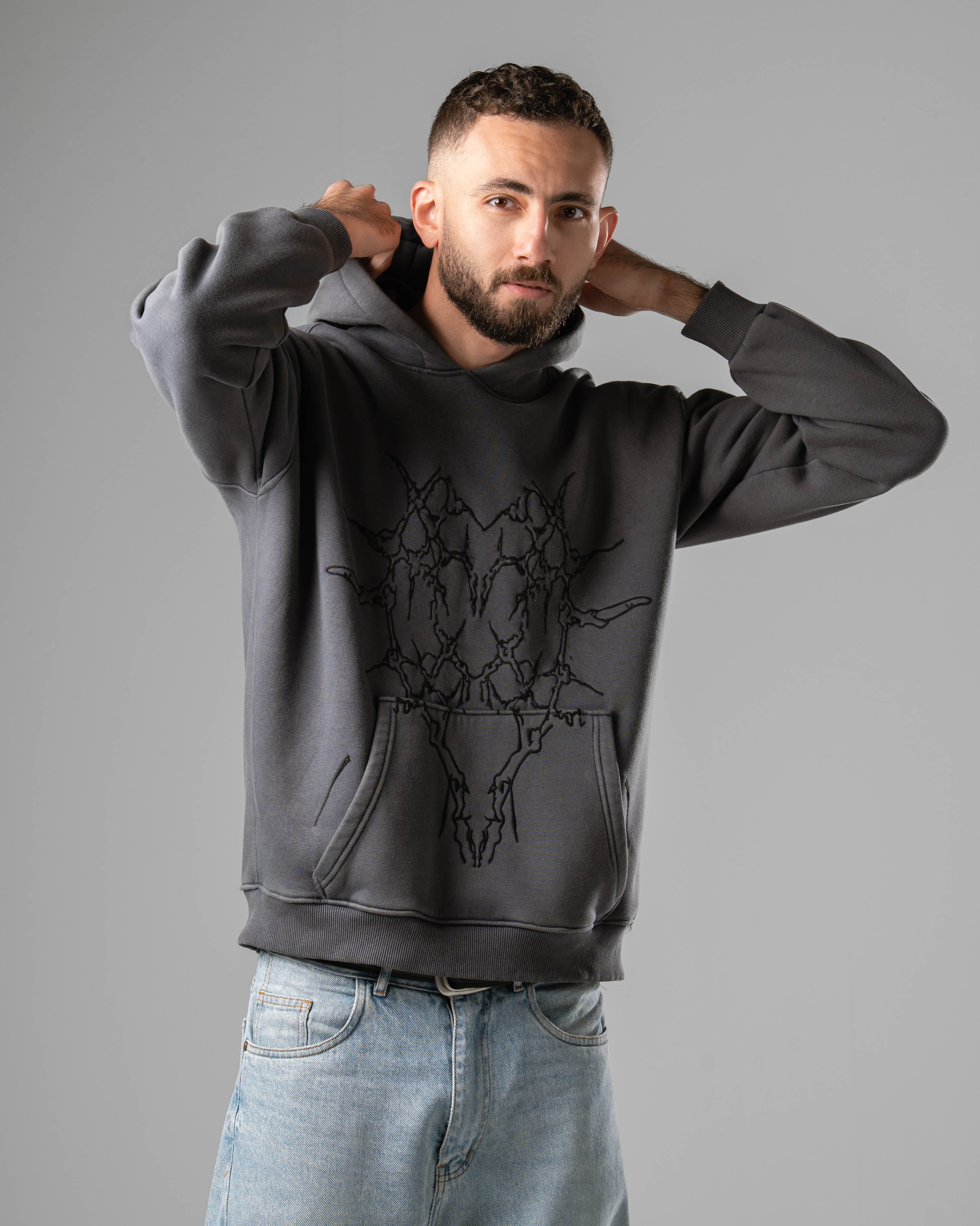 Unisex Dark Grey Pullover Hoodie