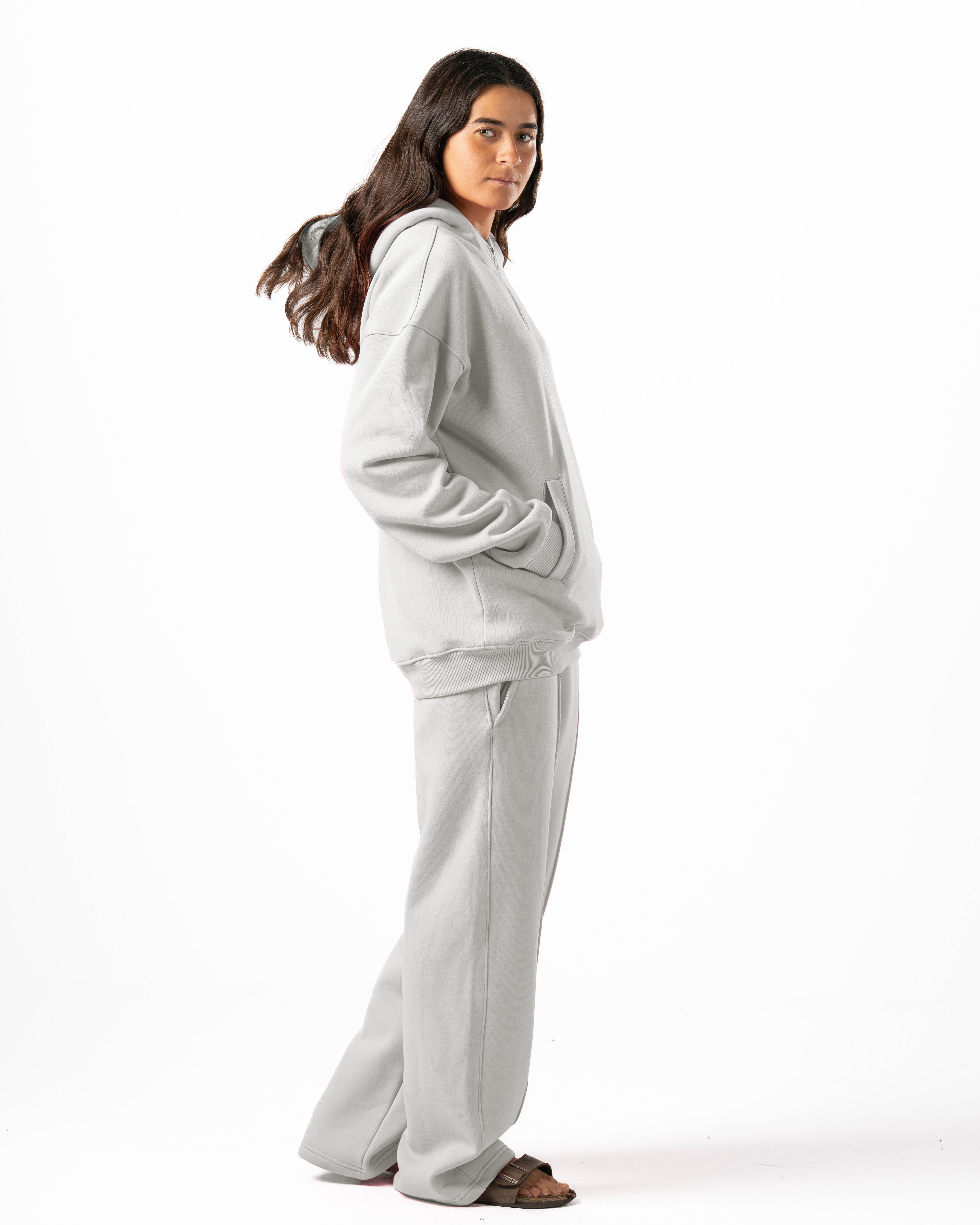 Unisex Silver Wide Leg Sweatpants
