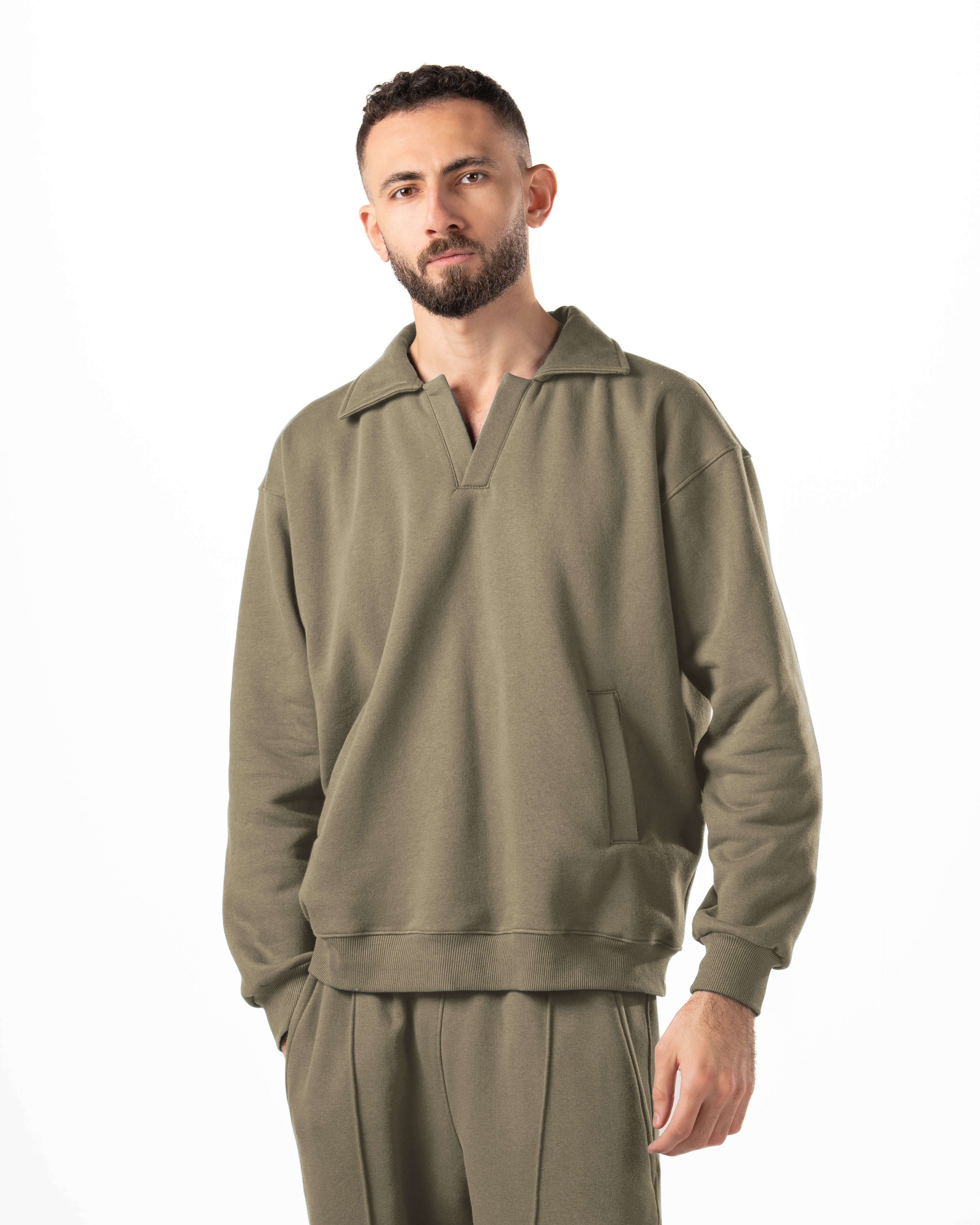 Unisex Olive Polo Sweater