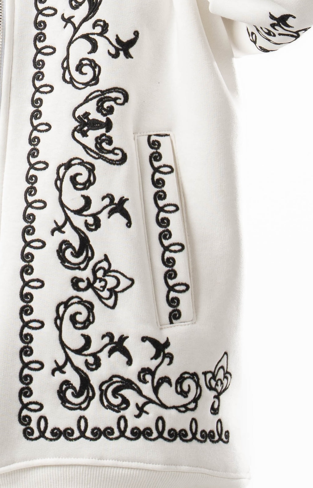 Unisex White Embroidered Jacket
