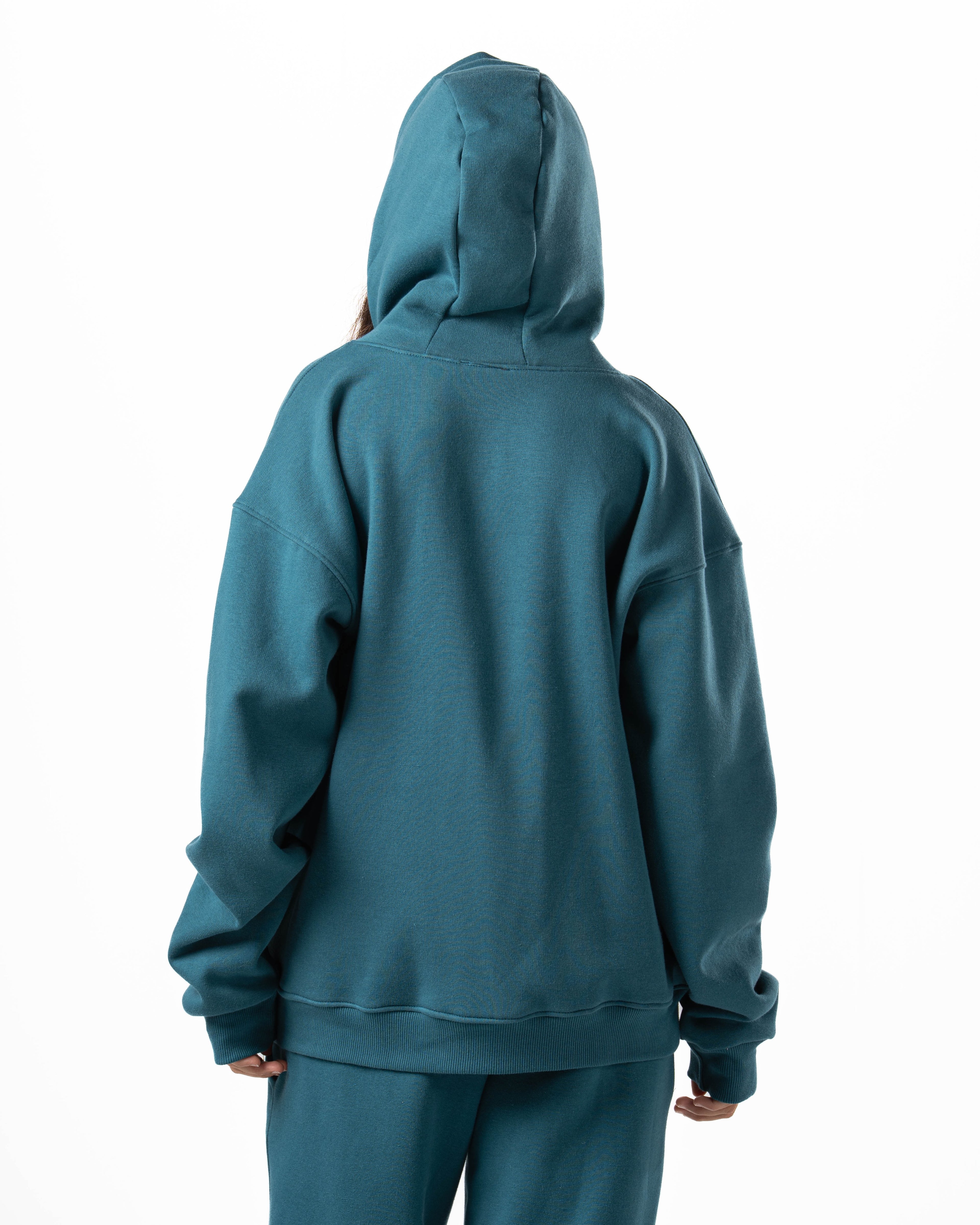 Unisex Teal Zip-Up Hoodie