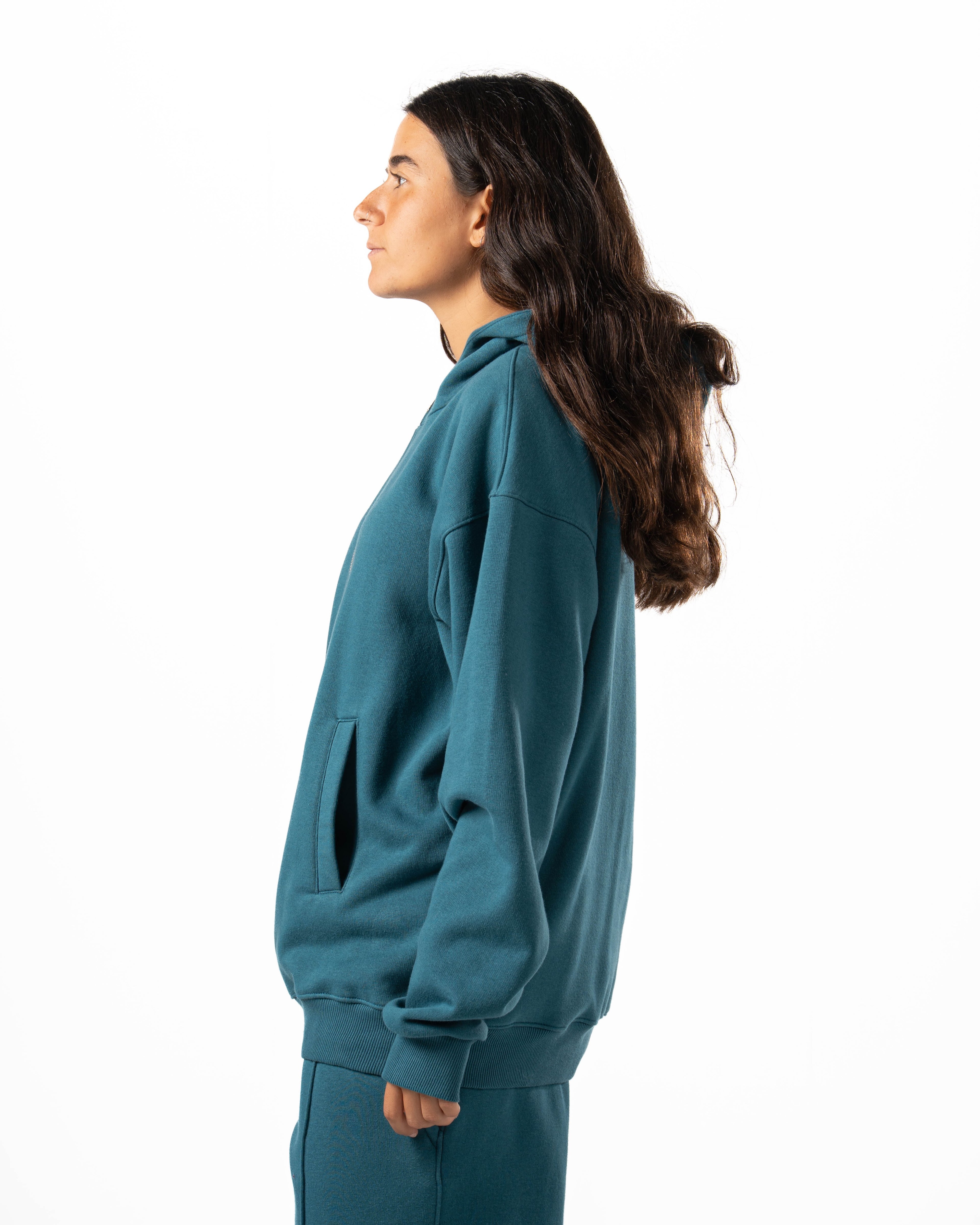 Unisex Teal Quarter-Zip Hoodie
