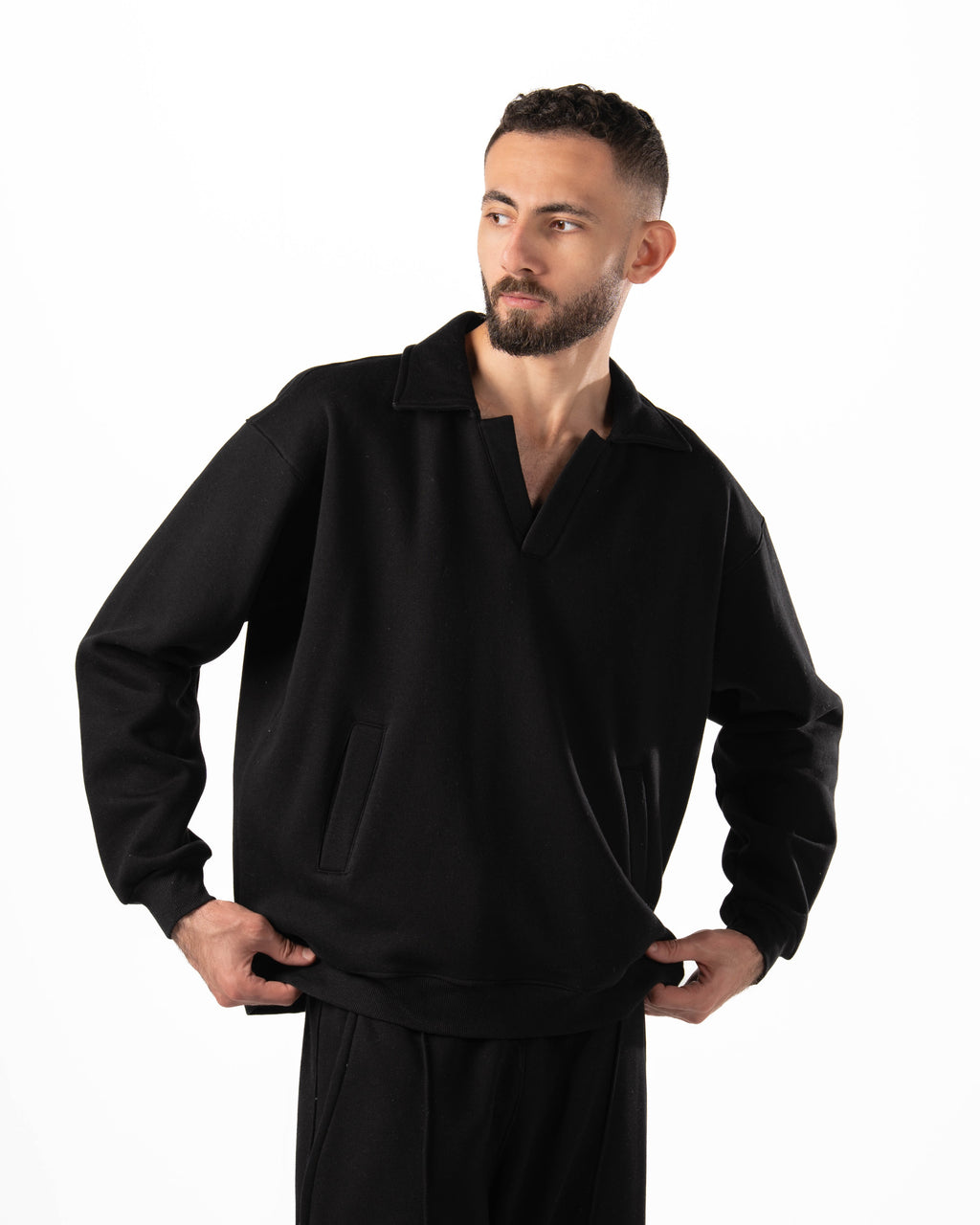 Unisex Black Polo Sweater